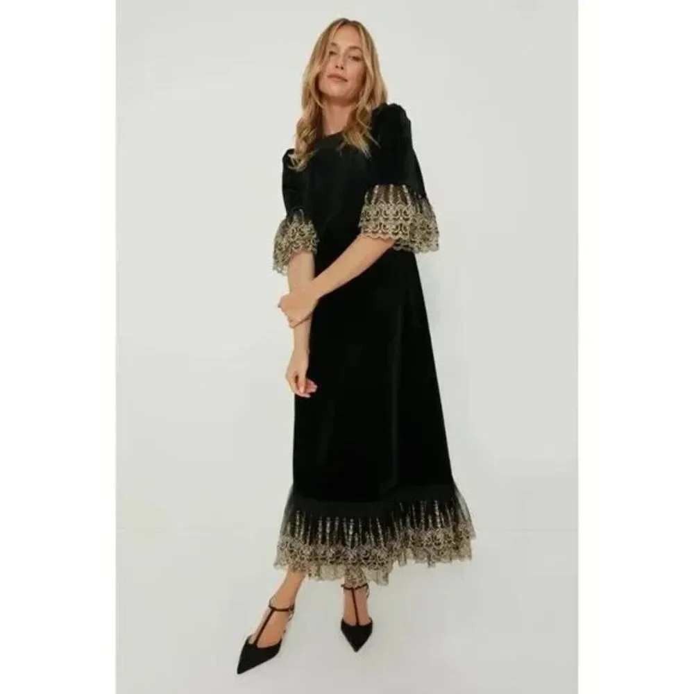 NWT Tuckernuck Pomander Place Lilleth Black Velvet Maxi Dress Gold ($298) XS - Picture 6 of 14